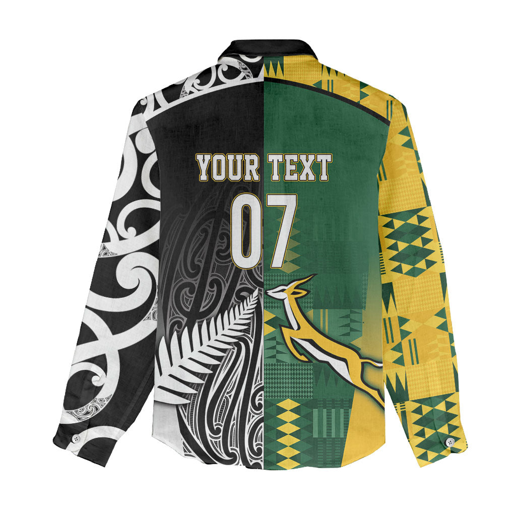 Custom Rugby South Africa New Zealand Greatest Rivals Women Casual Shirt Tribal Motifs LT7 - Polynesian Pride