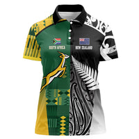 Custom Rugby South Africa New Zealand Greatest Rivals Women Polo Shirt Tribal Motifs LT7 Female Multicolor - Polynesian Pride