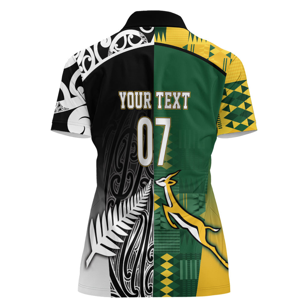 Custom Rugby South Africa New Zealand Greatest Rivals Women Polo Shirt Tribal Motifs LT7 - Polynesian Pride