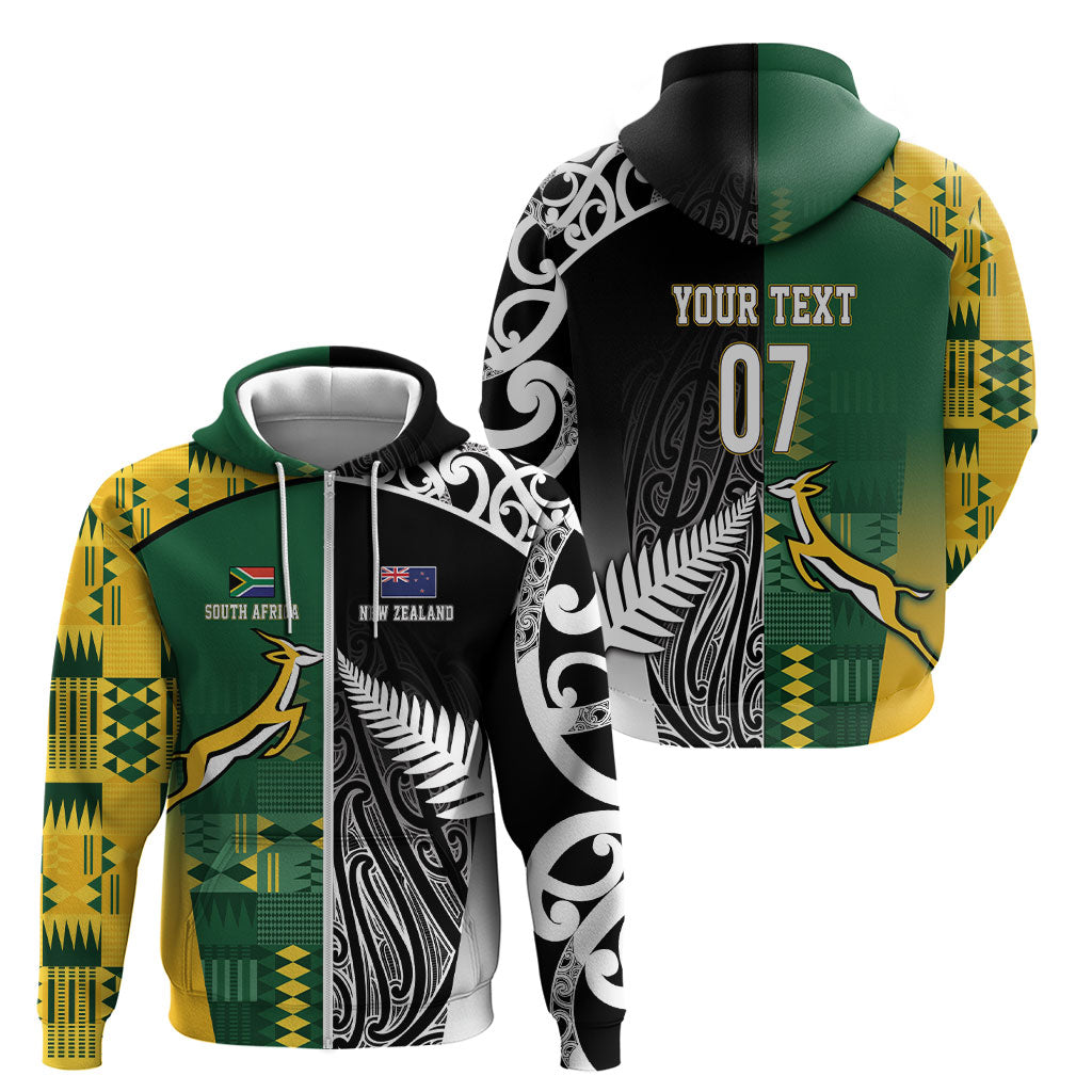 Custom Rugby South Africa New Zealand Greatest Rivals Zip Hoodie Tribal Motifs LT7 - Polynesian Pride