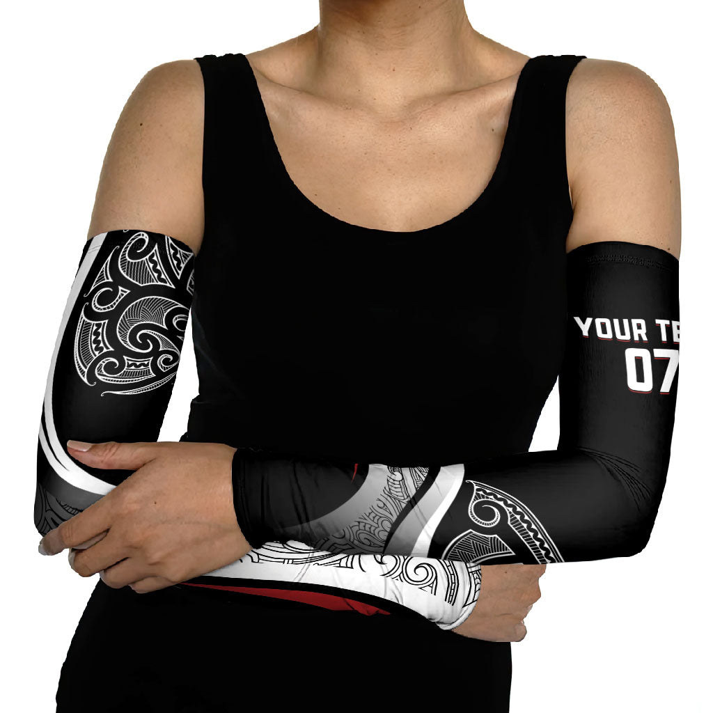 Aotearoa Maori Rugby Custom Arm Sleeves Kapa O Pango LT7 - Polynesian Pride