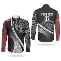 Aotearoa Maori Rugby Custom Couples Matching Long Sleeve Bodycon Dress and Long Sleeve Button Shirt Kapa O Pango LT7 - Polynesian Pride