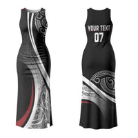 Aotearoa Maori Rugby Custom Couples Matching Tank Maxi Dress and Long Sleeve Button Shirt Kapa O Pango LT7 - Polynesian Pride
