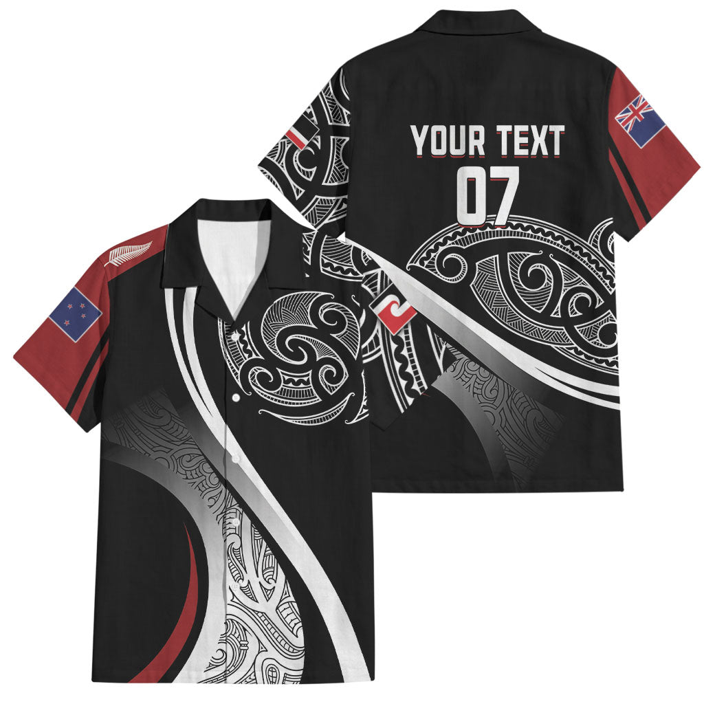 Aotearoa Maori Rugby Custom Family Matching Tank Maxi Dress and Hawaiian Shirt Kapa O Pango LT7 Dad's Shirt - Short Sleeve Black - Polynesian Pride