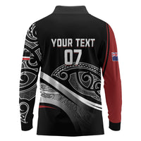 Aotearoa Maori Rugby Custom Long Sleeve Polo Shirt Kapa O Pango LT7 - Polynesian Pride