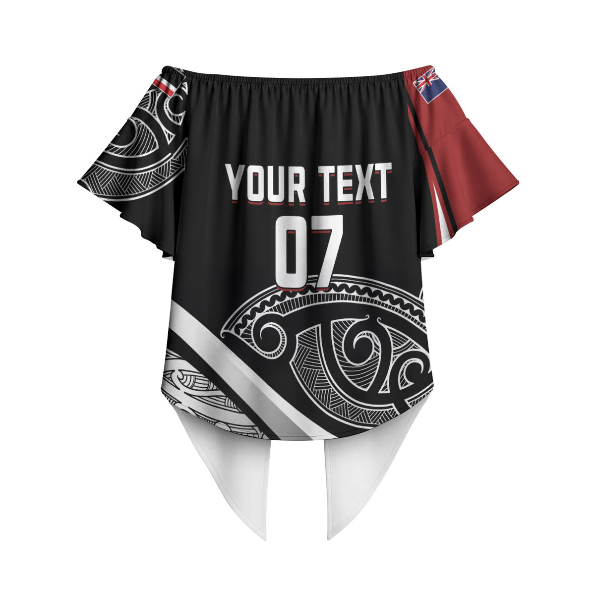 Aotearoa Maori Rugby Custom Off Shoulder Wrap Waist Top Kapa O Pango LT7 - Polynesian Pride