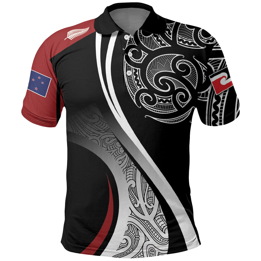 Aotearoa Maori Rugby Custom Polo Shirt Kapa O Pango LT7 Black - Polynesian Pride