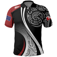 Aotearoa Maori Rugby Custom Polo Shirt Kapa O Pango LT7 Black - Polynesian Pride