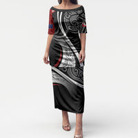 Aotearoa Maori Rugby Custom Puletasi Kapa O Pango LT7 Long Dress Black - Polynesian Pride