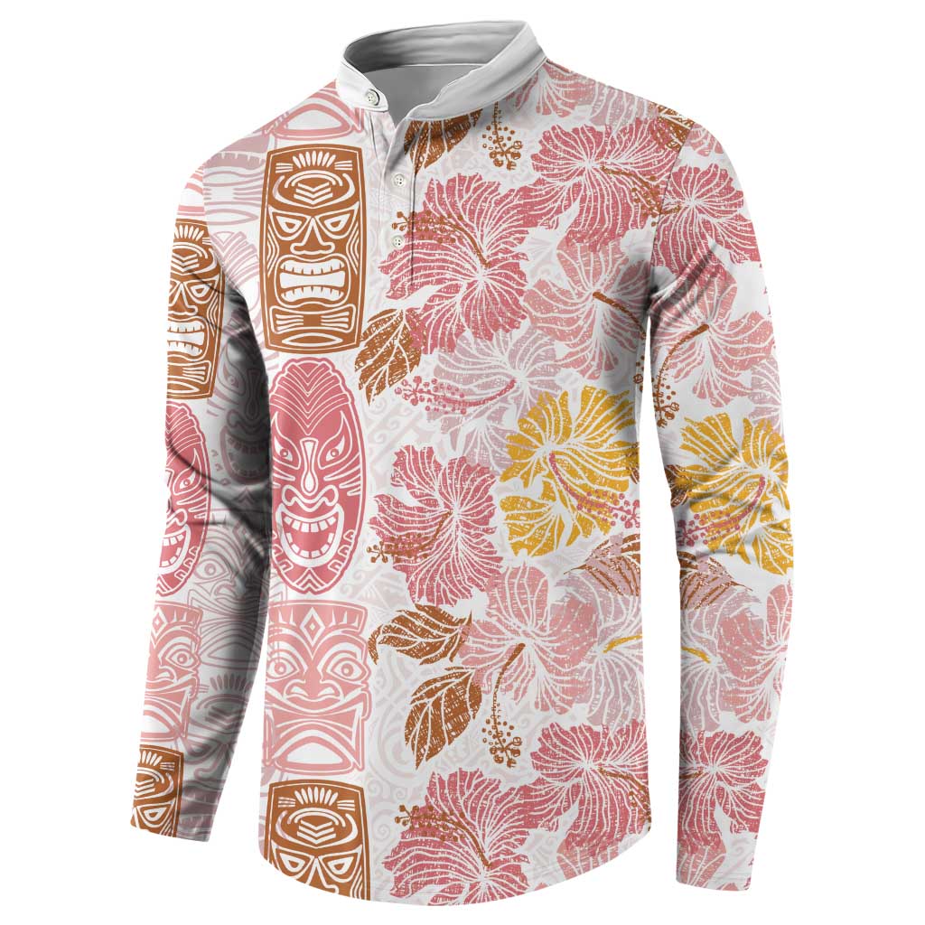 Christmas Aloha Hawaii Tiki Button Sweatshirt Hibiscus Spring Colors - Polynesian Pride