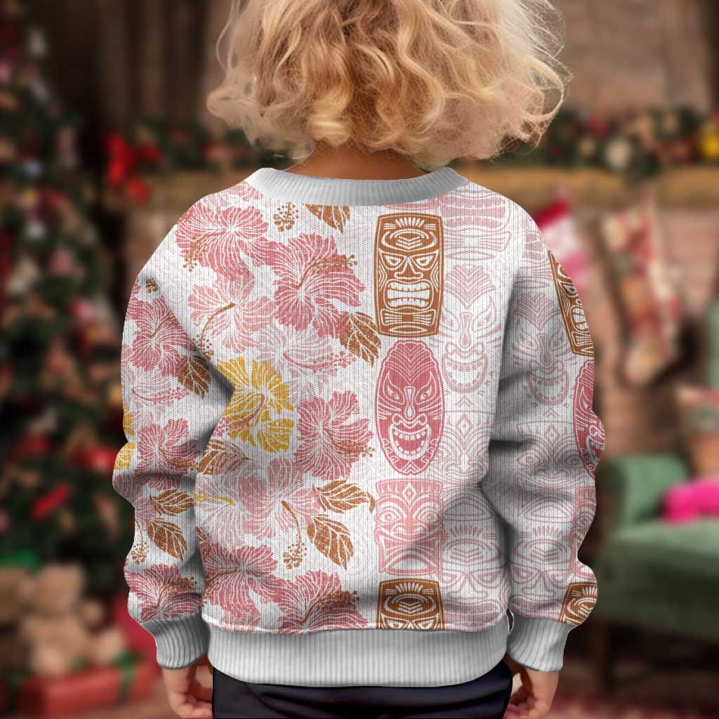 Christmas Aloha Hawaii Tiki Kid Ugly Christmas Sweater Hibiscus Spring Colors - Polynesian Pride