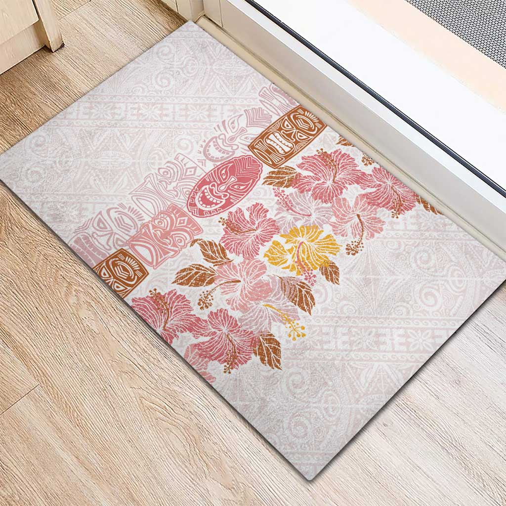 Christmas Aloha Hawaii Tiki Rubber Doormat Hibiscus Spring Colors - Polynesian Pride