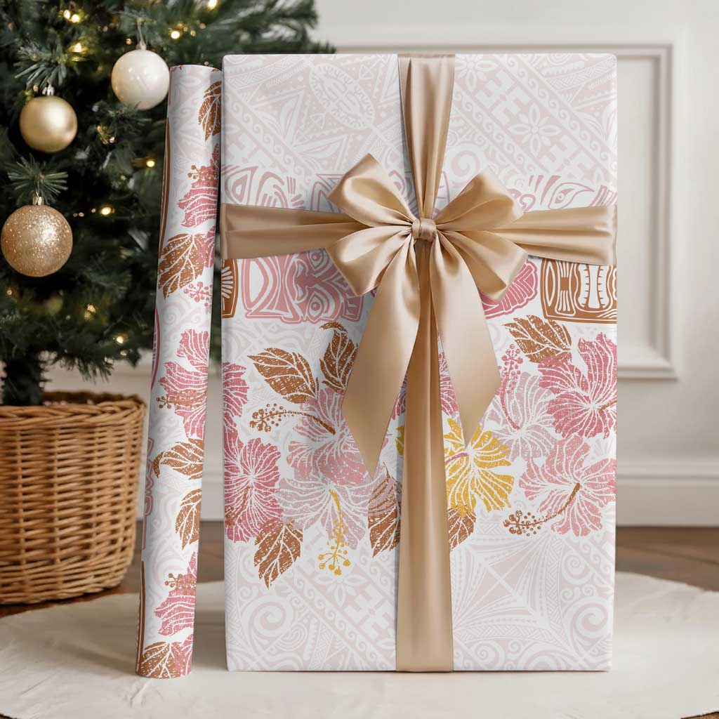 Christmas Aloha Hawaii Tiki Wrapping Paper Hibiscus Spring Colors