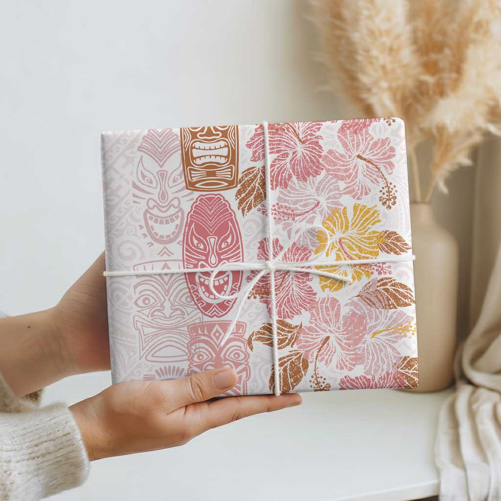 Christmas Aloha Hawaii Tiki Wrapping Paper Hibiscus Spring Colors