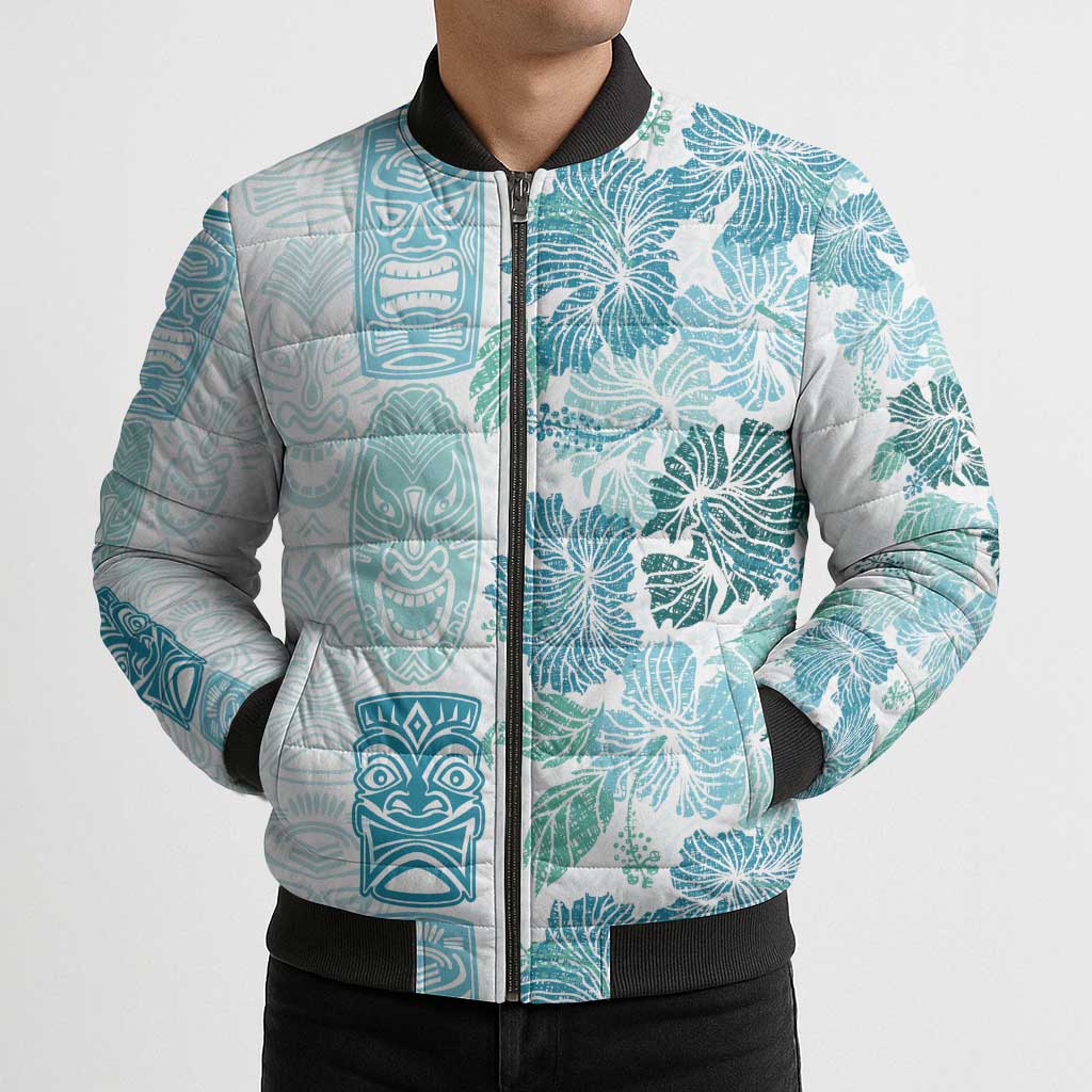 Christmas Aloha Hawaii Tiki Bomber Puffer Jacket Hibiscus Summer Colors - Polynesian Pride