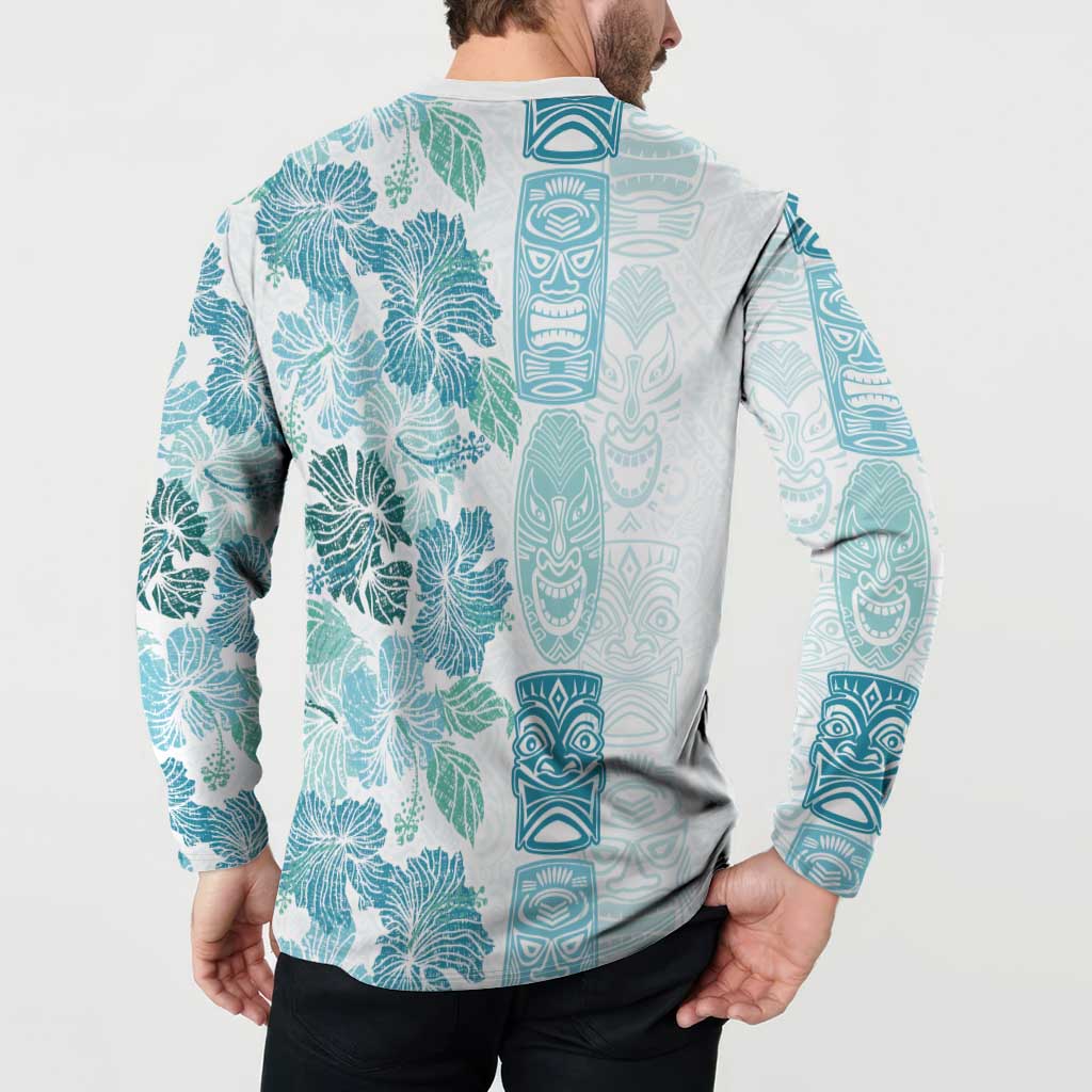 Christmas Aloha Hawaii Tiki Button Sweatshirt Hibiscus Summer Colors - Polynesian Pride