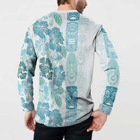 Christmas Aloha Hawaii Tiki Button Sweatshirt Hibiscus Summer Colors - Polynesian Pride