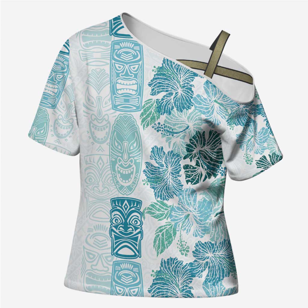 Christmas Aloha Hawaii Tiki Cross Shoulder Shirt Hibiscus Summer Colors - Polynesian Pride