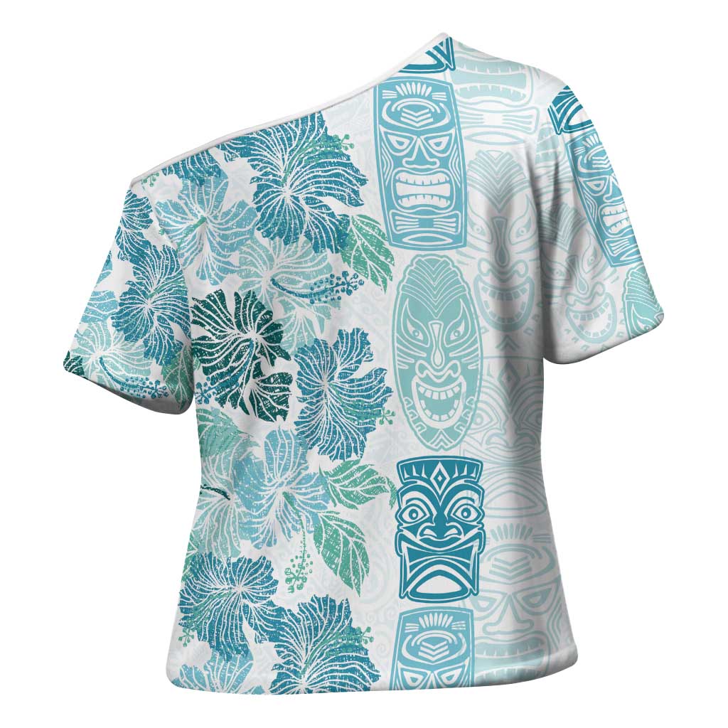 Christmas Aloha Hawaii Tiki Cross Shoulder Shirt Hibiscus Summer Colors - Polynesian Pride