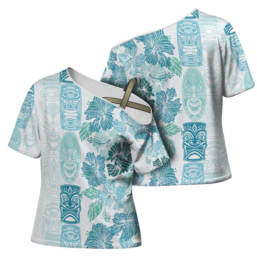 Christmas Aloha Hawaii Tiki Cross Shoulder Shirt Hibiscus Summer Colors - Polynesian Pride