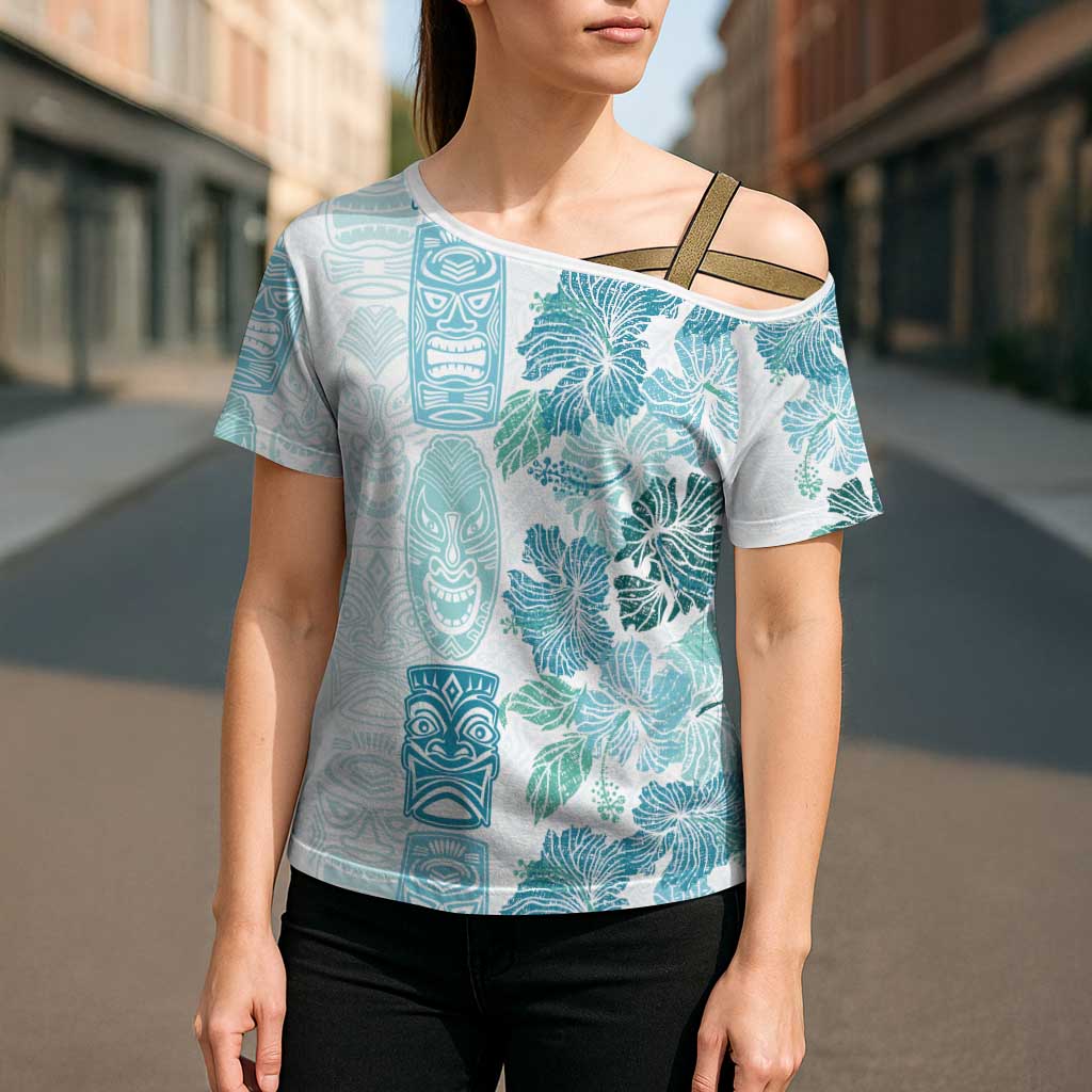 Christmas Aloha Hawaii Tiki Cross Shoulder Shirt Hibiscus Summer Colors - Polynesian Pride