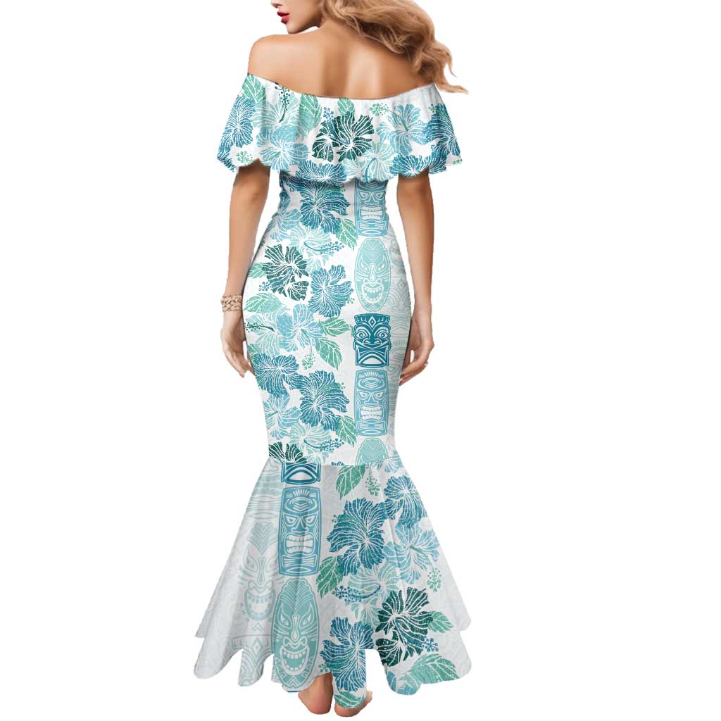 Christmas Aloha Hawaii Tiki Family Matching Mermaid Dress and Hawaiian Shirt Hibiscus Summer Colors - Polynesian Pride