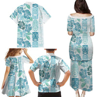 Christmas Aloha Hawaii Tiki Family Matching Puletasi and Hawaiian Shirt Hibiscus Summer Colors - Polynesian Pride
