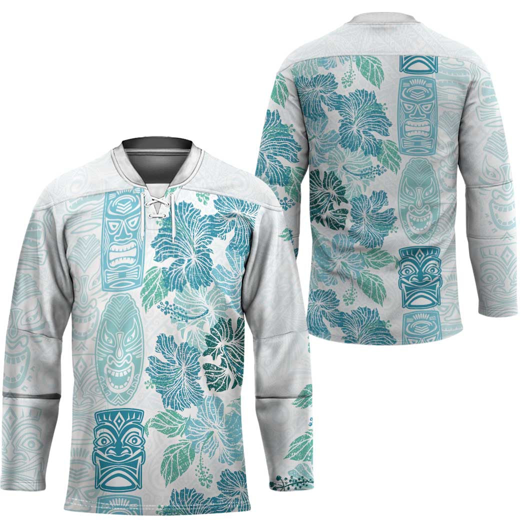 Christmas Aloha Hawaii Tiki Hockey Jersey Hibiscus Summer Colors - Polynesian Pride