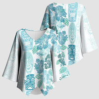 Christmas Aloha Hawaii Tiki Kimono Sleeve Blouse Hibiscus Summer Colors - Polynesian Pride