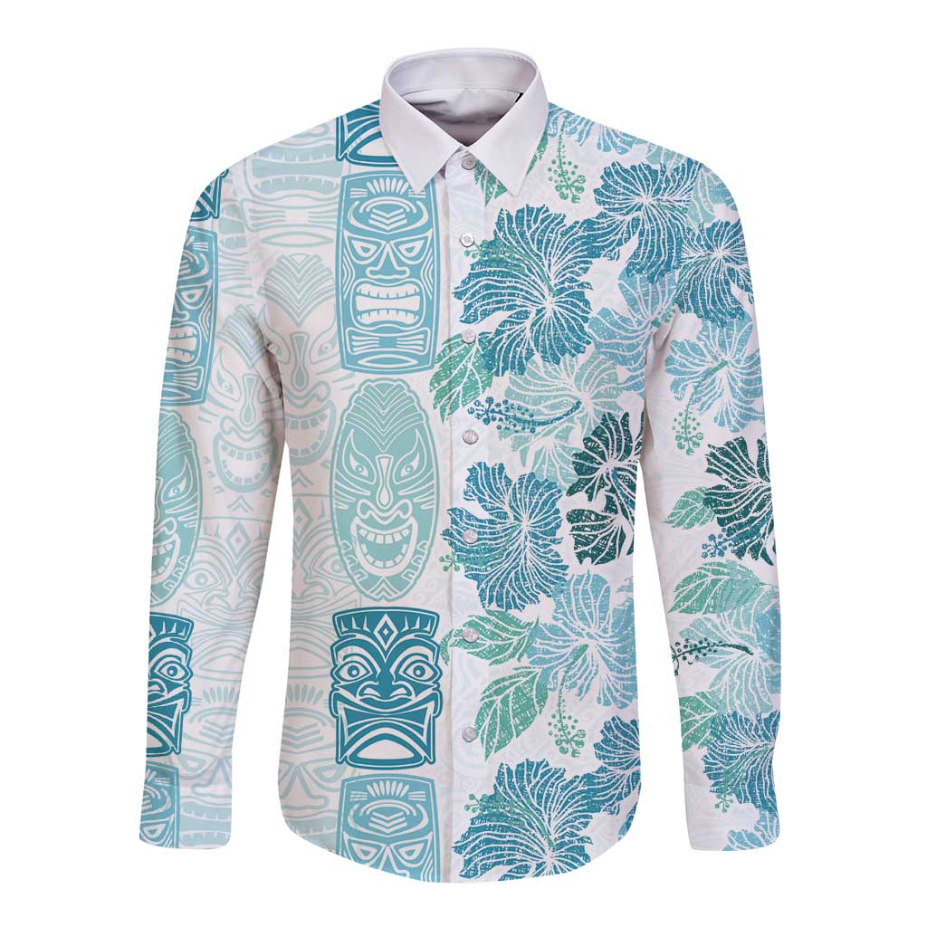 Christmas Aloha Hawaii Tiki Long Sleeve Button Shirt Hibiscus Summer Colors - Polynesian Pride