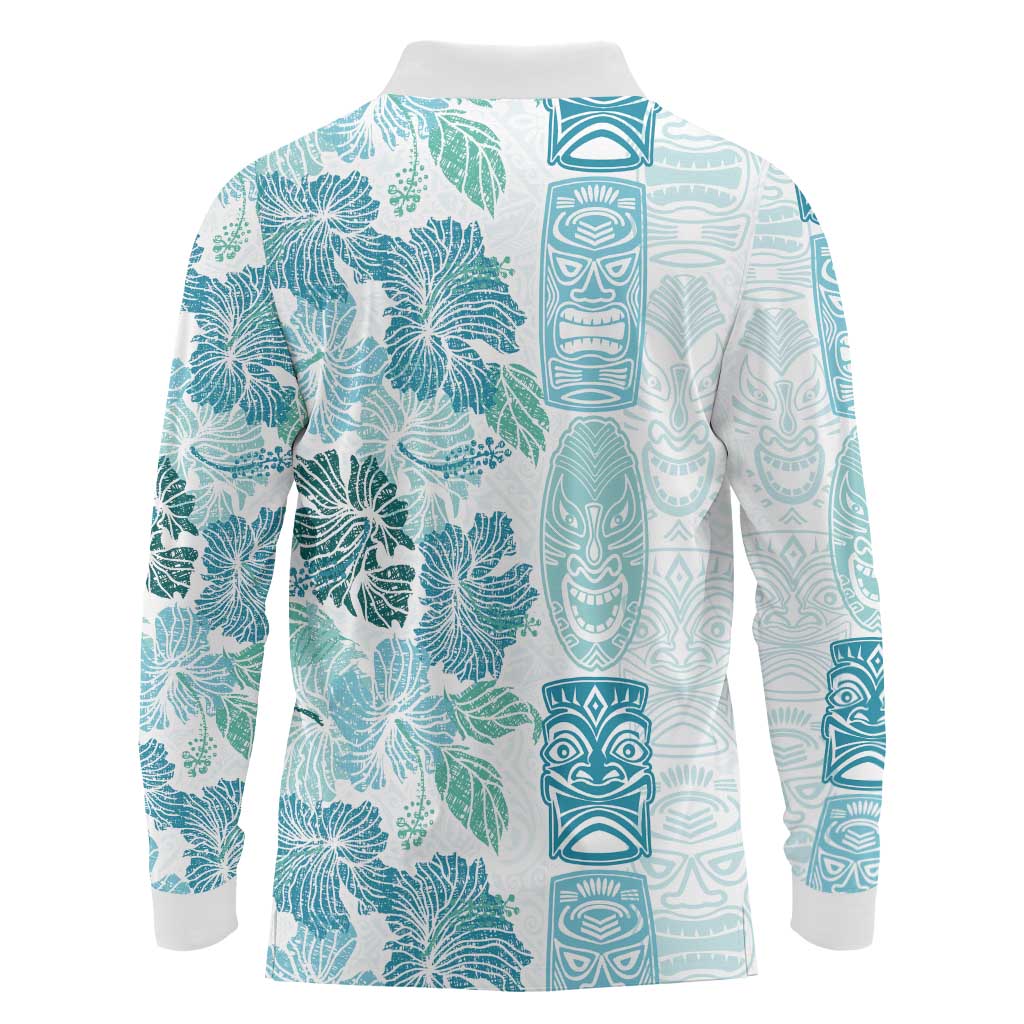 Christmas Aloha Hawaii Tiki Long Sleeve Polo Shirt Hibiscus Summer Colors - Polynesian Pride