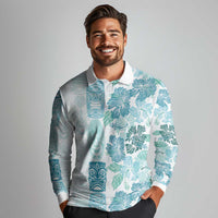 Christmas Aloha Hawaii Tiki Long Sleeve Polo Shirt Hibiscus Summer Colors - Polynesian Pride