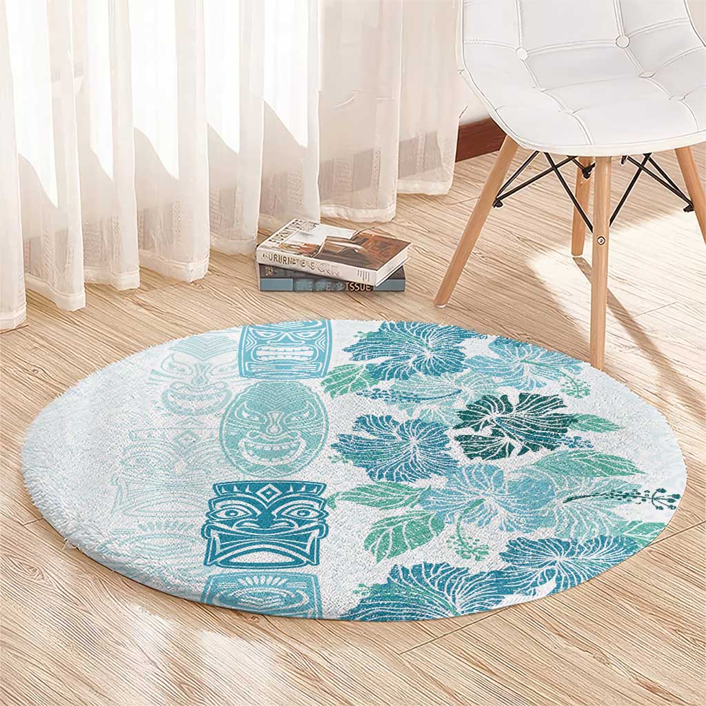 Christmas Aloha Hawaii Tiki Round Carpet Hibiscus Summer Colors - Polynesian Pride