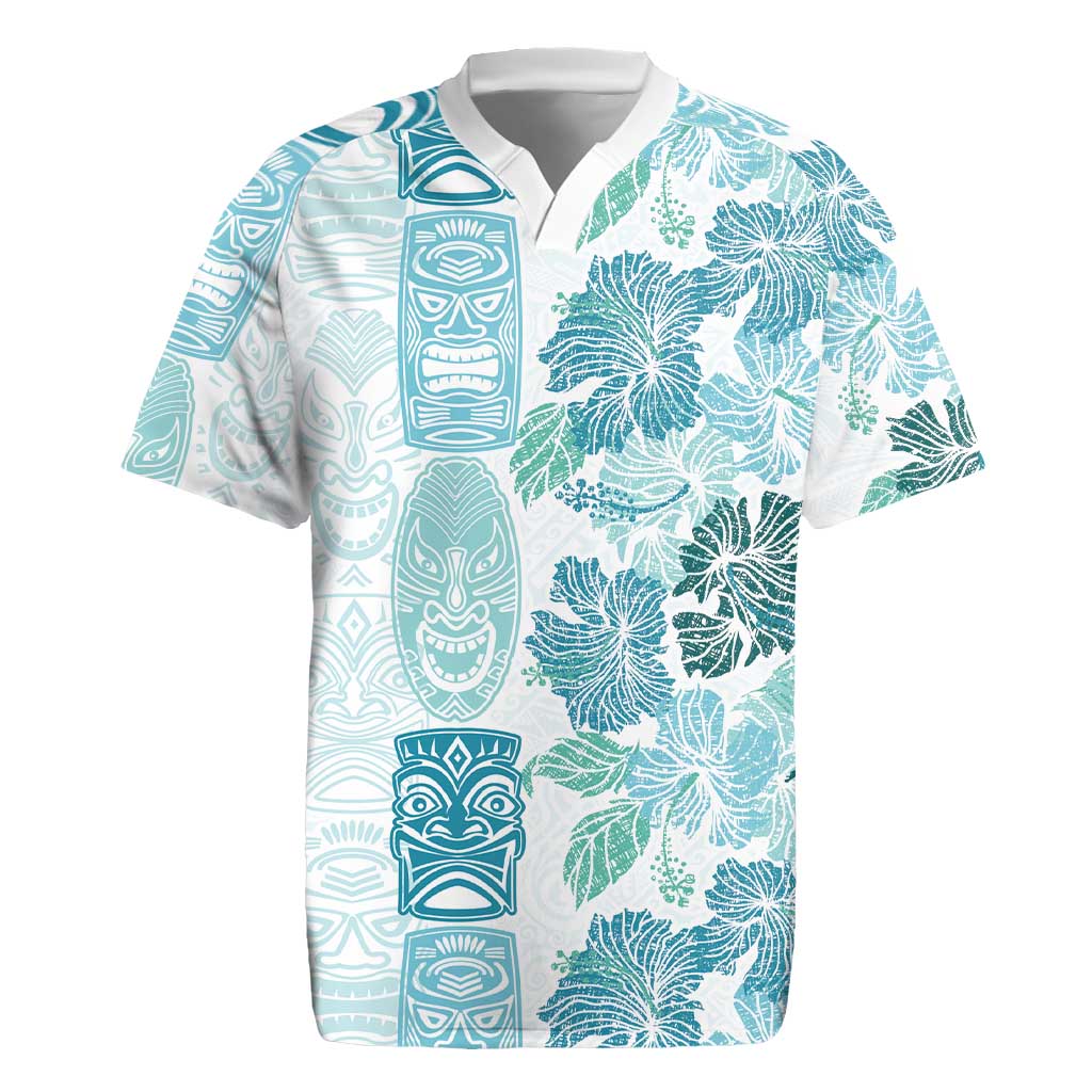 Christmas Aloha Hawaii Tiki Rugby Jersey Hibiscus Summer Colors - Polynesian Pride