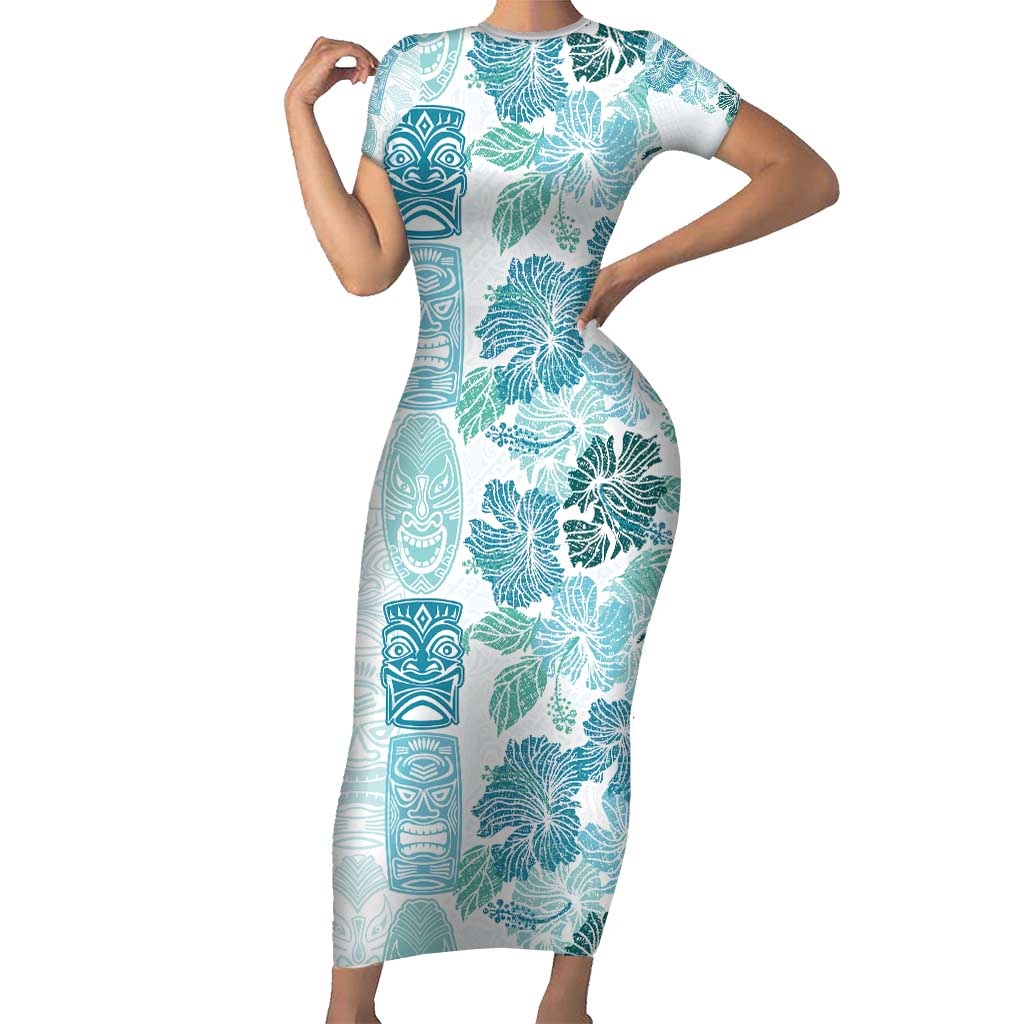 Christmas Aloha Hawaii Tiki Short Sleeve Bodycon Dress Hibiscus Summer Colors - Polynesian Pride