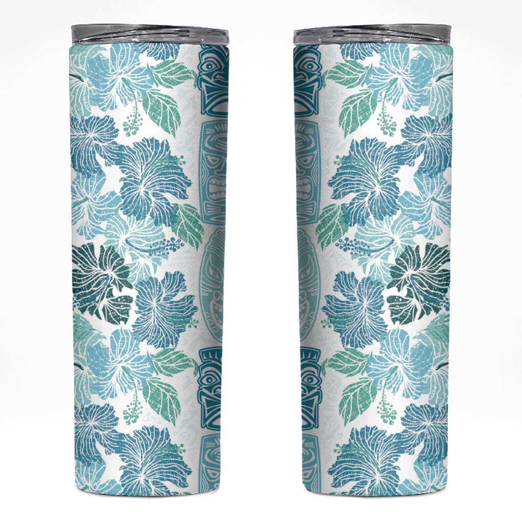 Christmas Aloha Hawaii Tiki Skinny Tumbler Hibiscus Summer Colors - Polynesian Pride