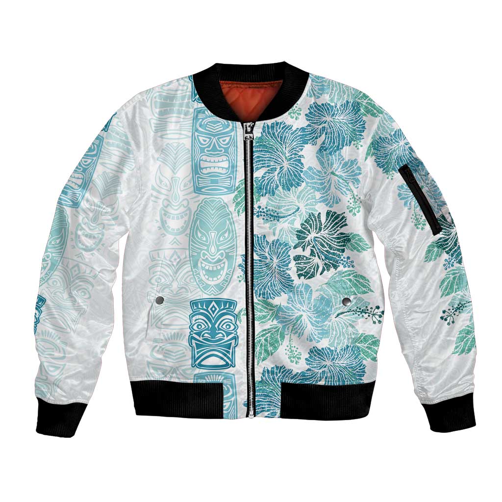 Christmas Aloha Hawaii Tiki Sleeve Zip Bomber Jacket Hibiscus Summer Colors - Polynesian Pride