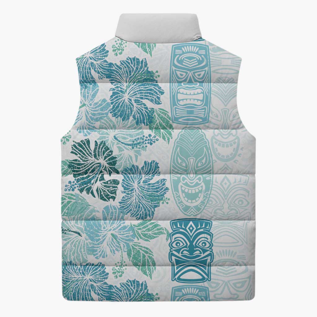 Christmas Aloha Hawaii Tiki Sleeveless Puffer Jacket Hibiscus Summer Colors - Polynesian Pride