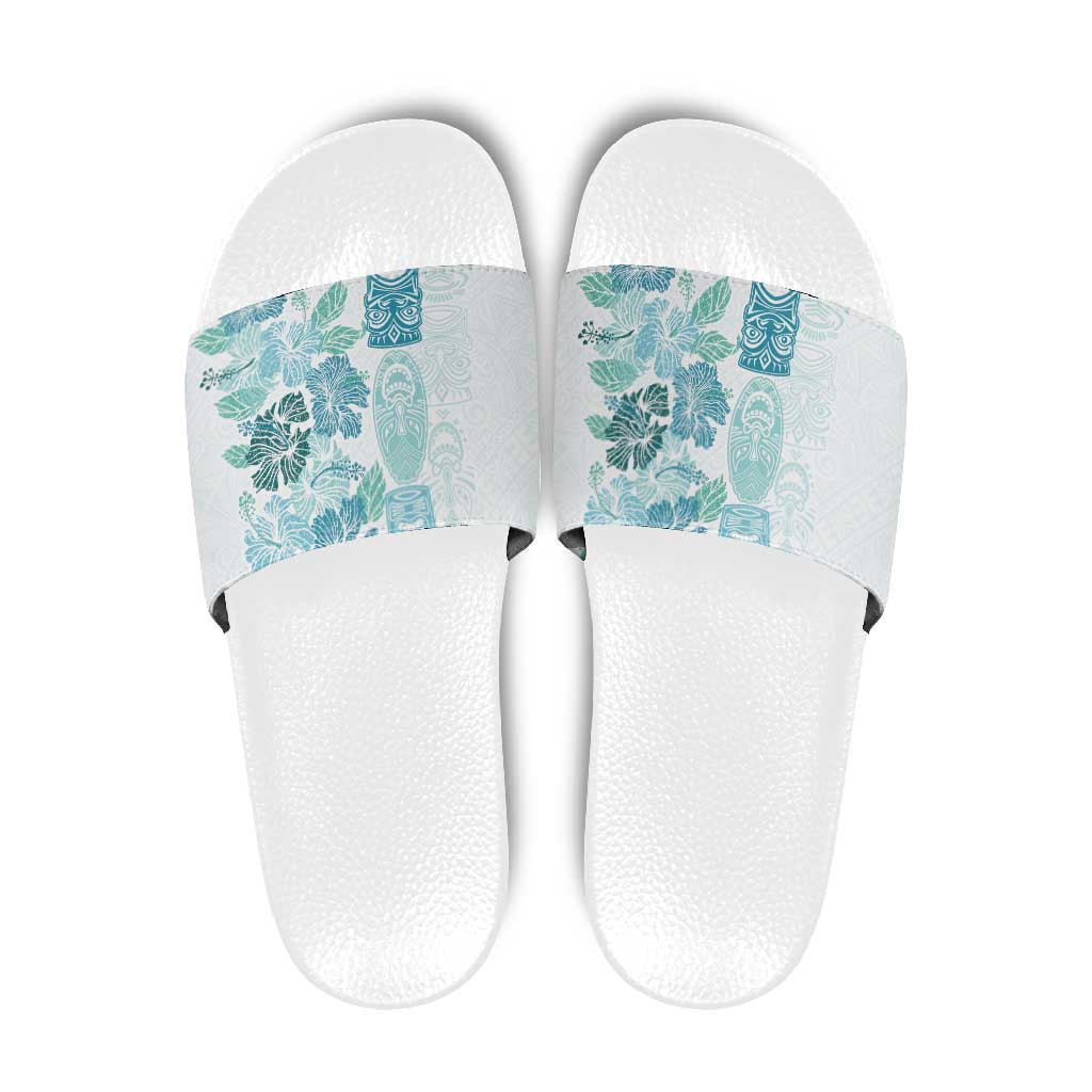 Christmas Aloha Hawaii Tiki Slide Sandals Hibiscus Summer Colors - Polynesian Pride