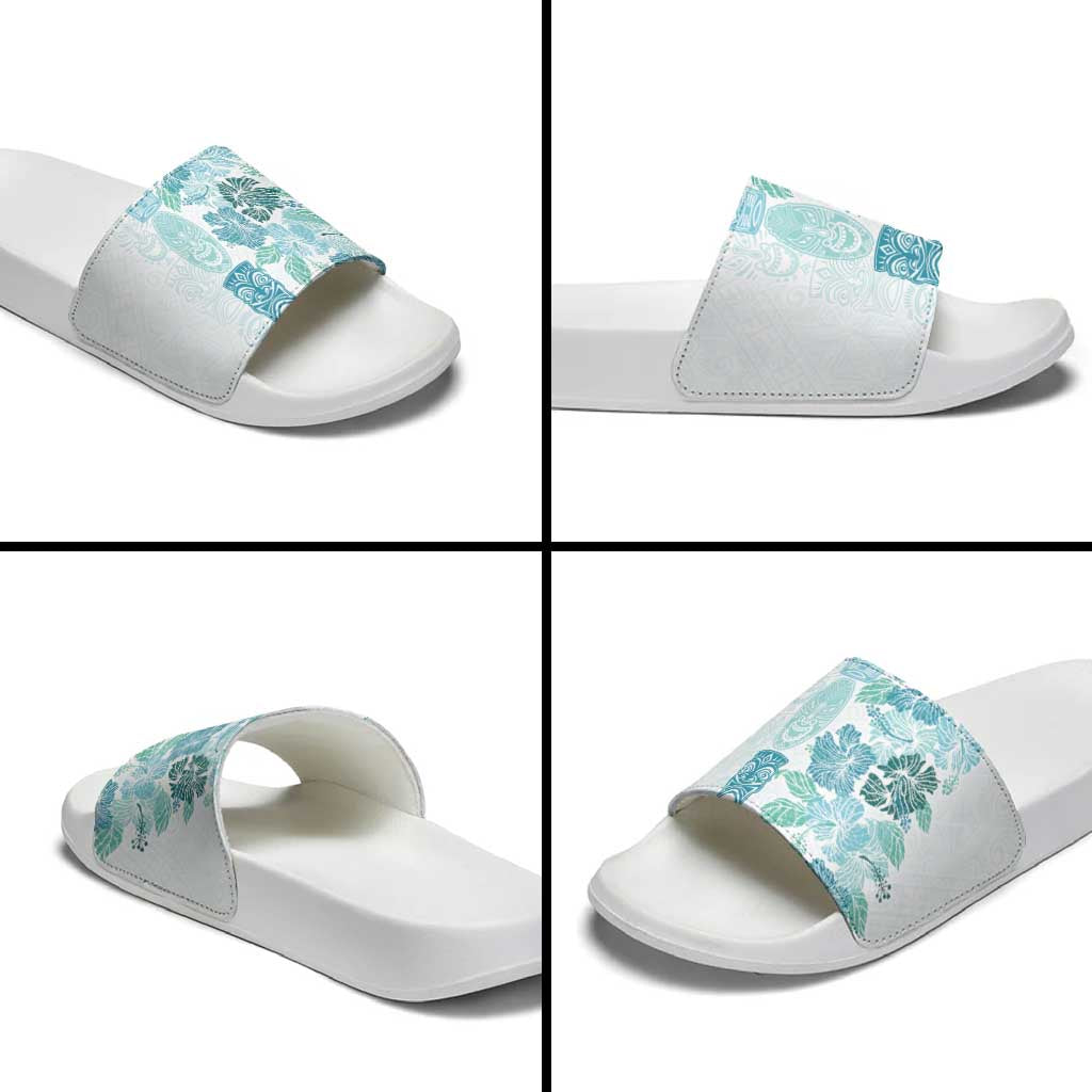 Christmas Aloha Hawaii Tiki Slide Sandals Hibiscus Summer Colors - Polynesian Pride