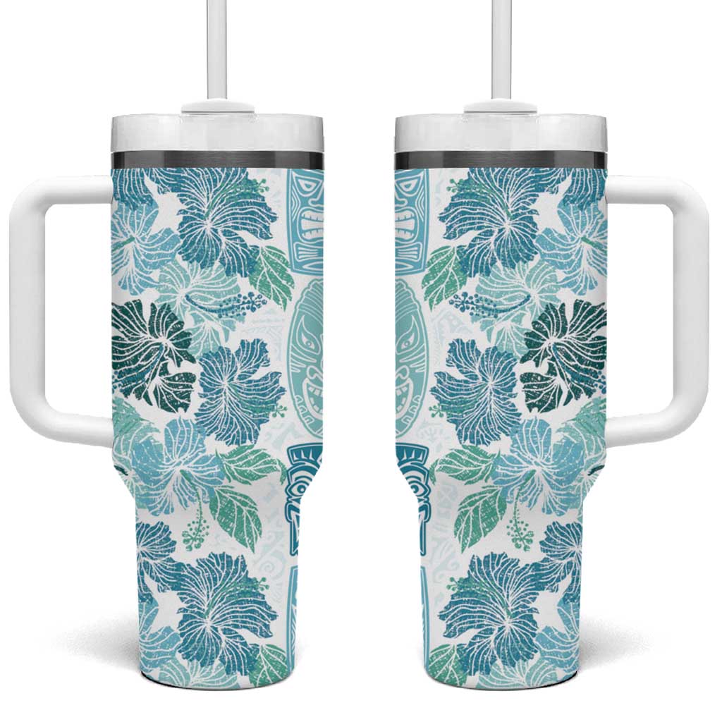 Christmas Aloha Hawaii Tiki Tumbler With Handle Hibiscus Summer Colors - Polynesian Pride