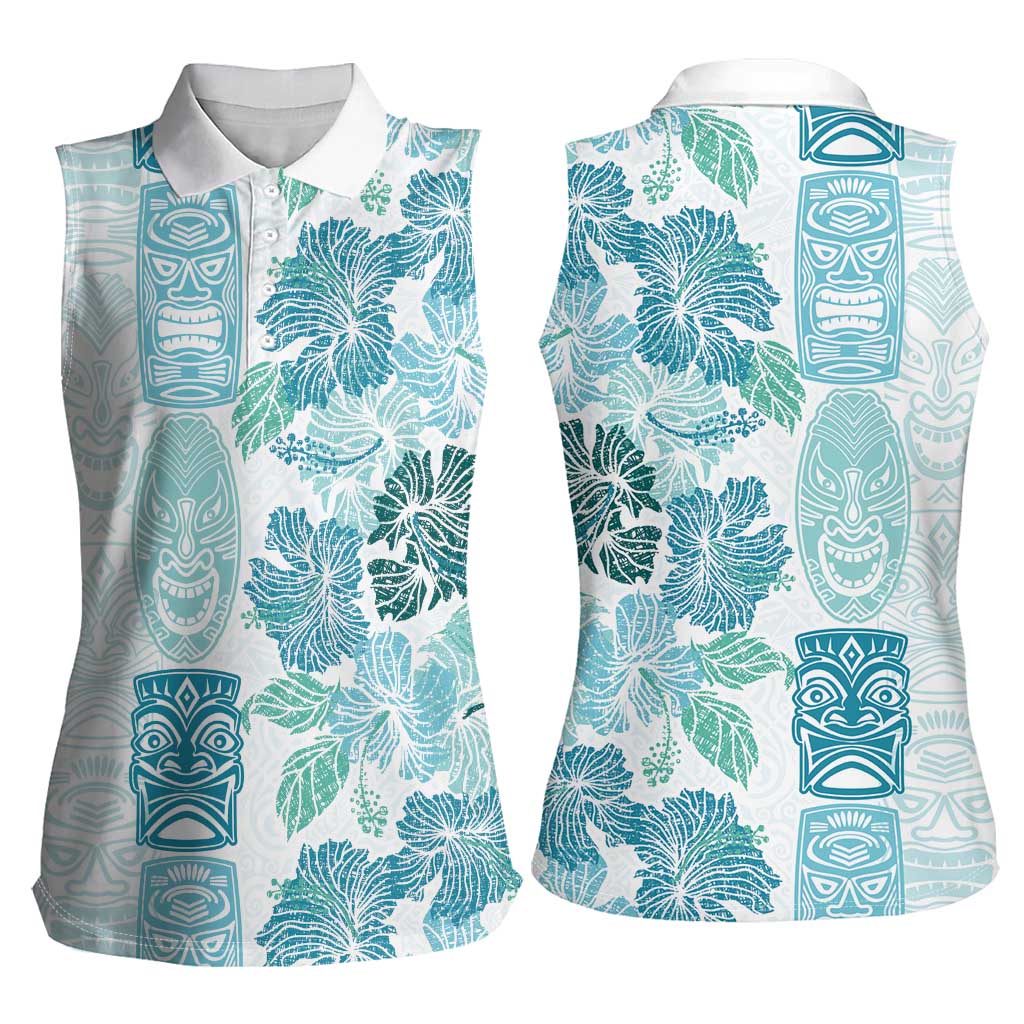 Christmas Aloha Hawaii Tiki Women Sleeveless Polo Shirt Hibiscus Summer Colors - Polynesian Pride