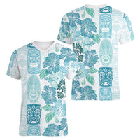 Christmas Aloha Hawaii Tiki Women V-Neck T-Shirt Hibiscus Summer Colors - Polynesian Pride