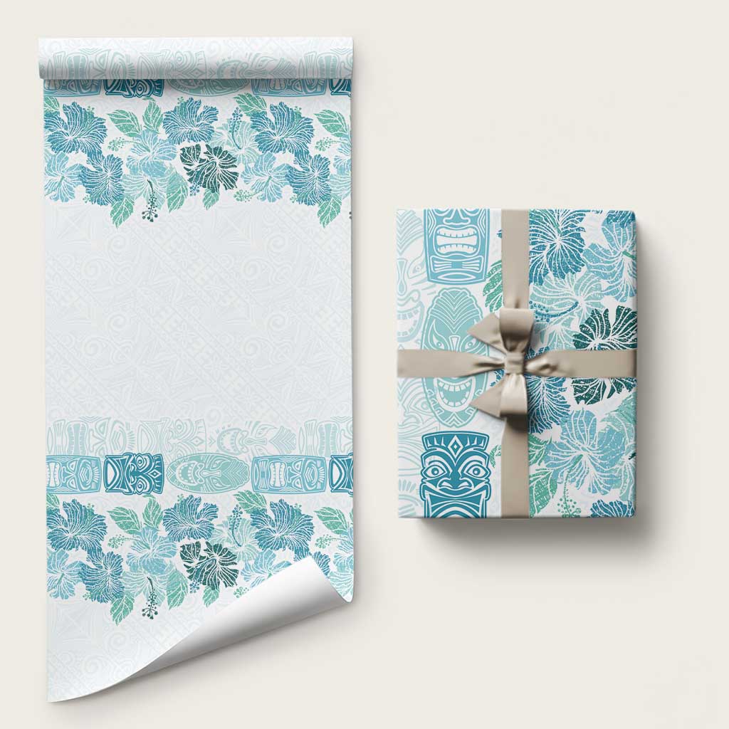 Christmas Aloha Hawaii Tiki Wrapping Paper Hibiscus Summer Colors