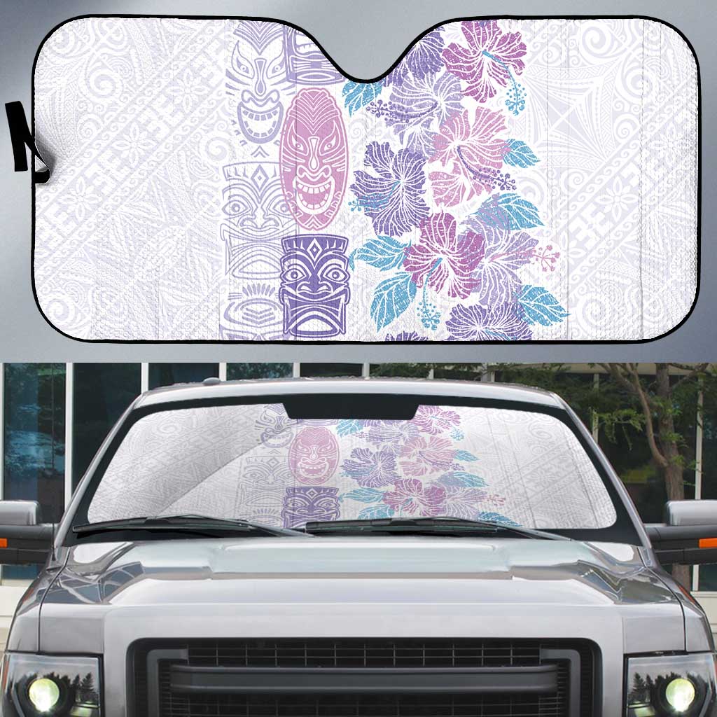 Christmas Aloha Hawaii Tiki Auto Sun Shade Hibiscus Winter Colors - Polynesian Pride