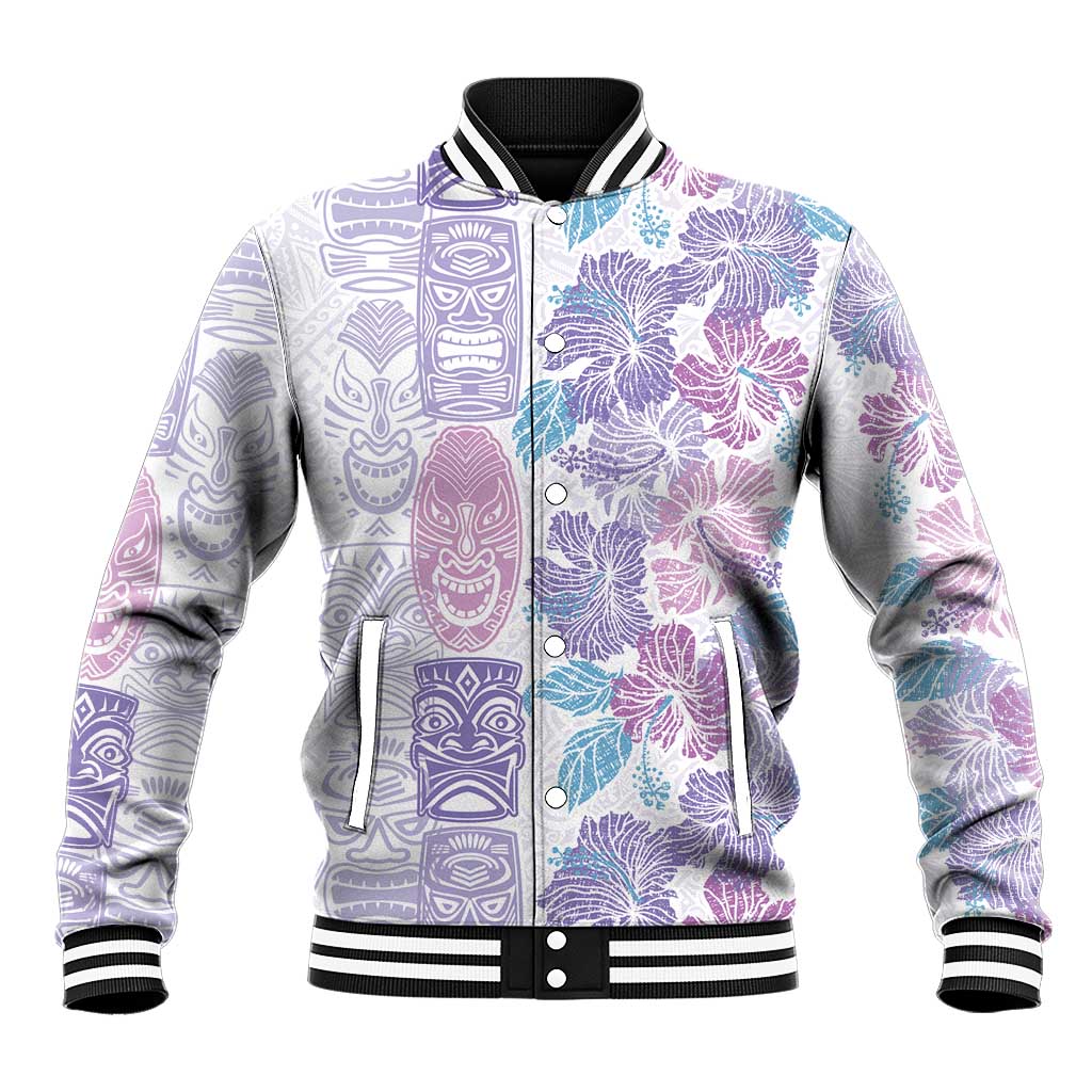 Christmas Aloha Hawaii Tiki Baseball Jacket Hibiscus Winter Colors - Polynesian Pride