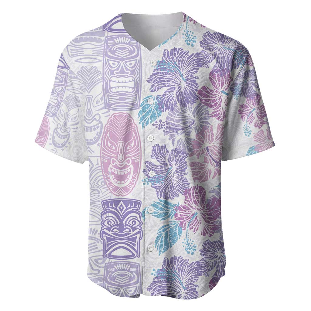 Christmas Aloha Hawaii Tiki Baseball Jersey Hibiscus Winter Colors - Polynesian Pride