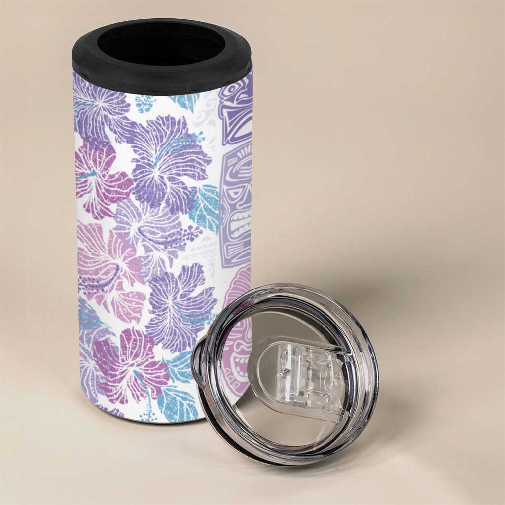 Christmas Aloha Hawaii Tiki 4 in 1 Can Cooler Tumbler Hibiscus Winter Colors - Polynesian Pride