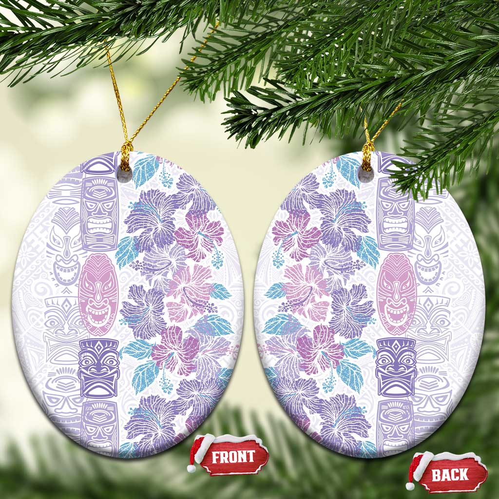 Christmas Aloha Hawaii Tiki Ceramic Ornament Hibiscus Winter Colors - Polynesian Pride