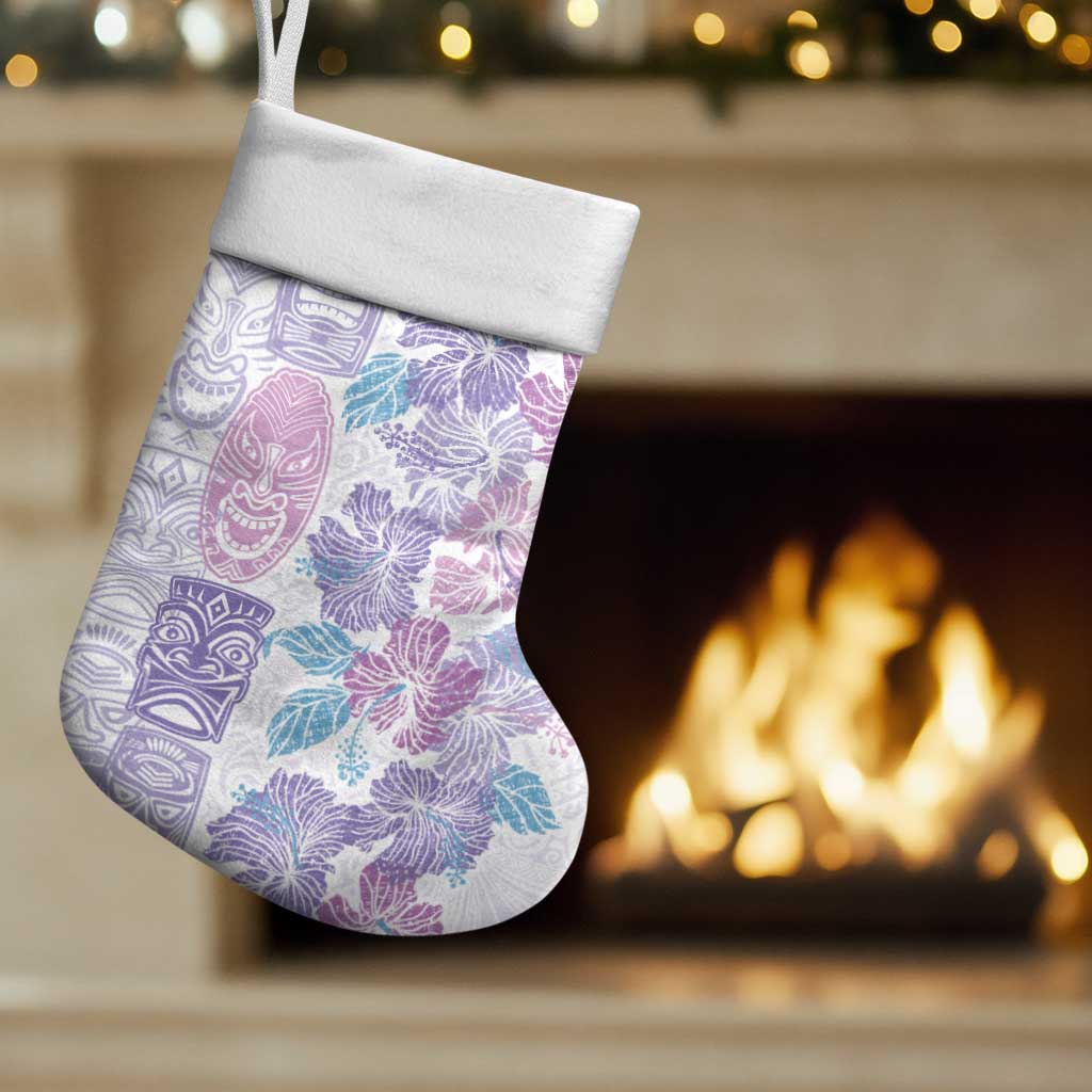 Christmas Aloha Hawaii Tiki Christmas Stocking Hibiscus Winter Colors - Polynesian Pride